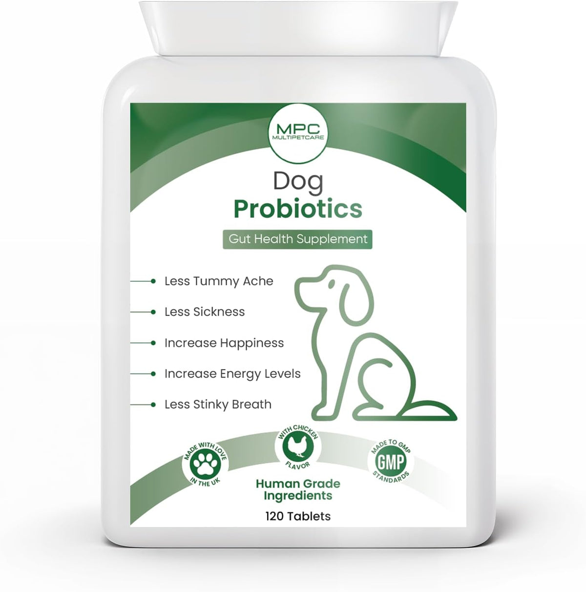 Probiotics for Dogs – 5-Strain 2 Billion CFU + Digestive Enzymes & Prebiotics, Chicken Flavour, 120 Tablets - görsel 1