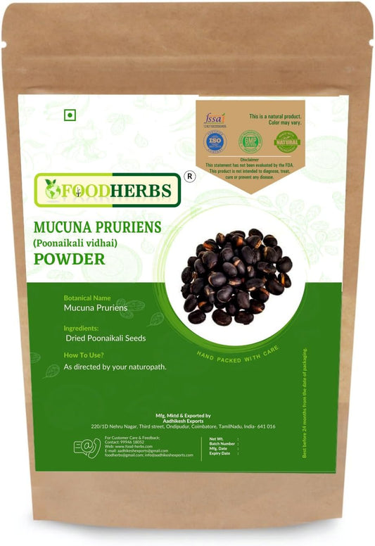 Foodherbs Mucuna Pruriens Powder – 200g – Kapikachu, Kaunch Beej