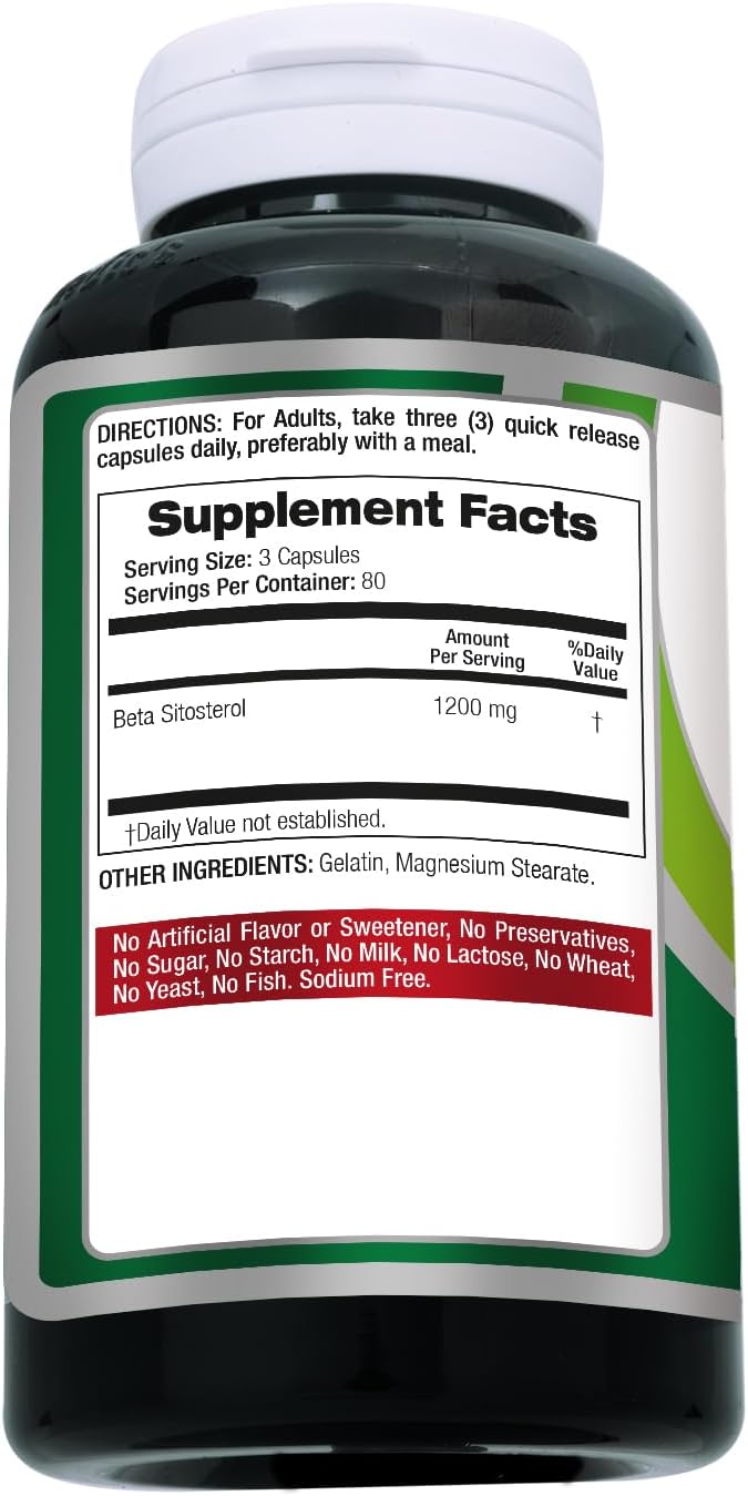 FITO MEDIC'S Beta Sitosterol 1200 mg - Plant Sterols Supplement, 240 Capsules - görsel 9