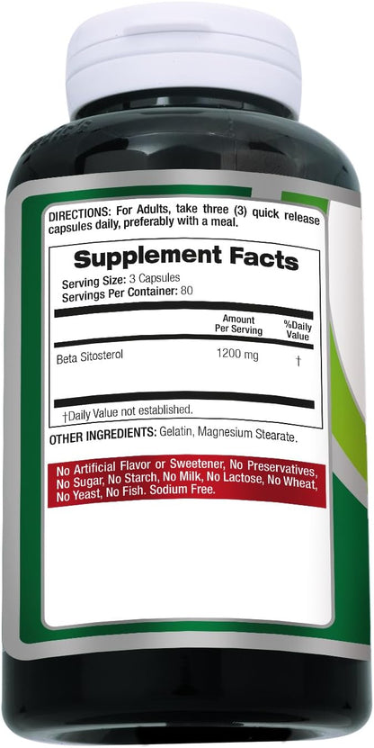 FITO MEDIC'S Beta Sitosterol 1200 mg - Plant Sterols Supplement, 240 Capsules
