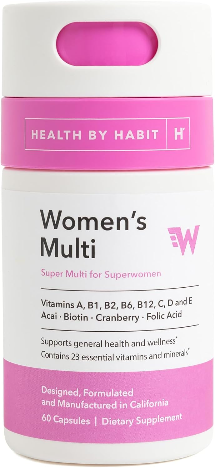 Health by Habit Women's Multi Supplement (60 Capsules) - 23 Essential Vitamins and Minerals, Supports General Health & Wellness, Non-GMO, Sugar Free (1 Pack) - görsel 1