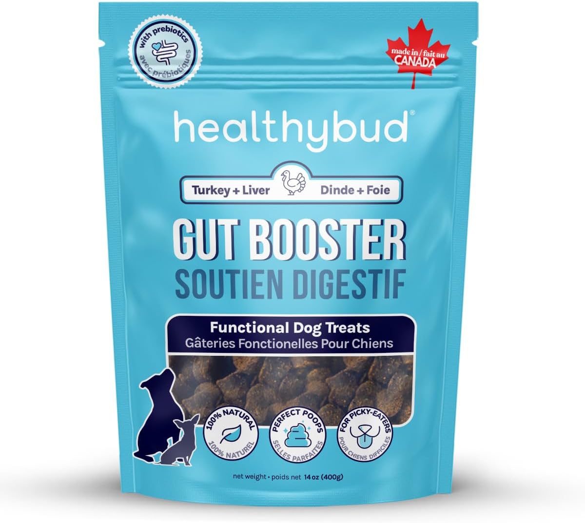 healthybud Dog Probiotic Chews – Digestive & Gut Health Support – Prebiotic, Fibre, Pumpkin & Sweet Potato – Stool Firming & Sensitive Stomach Relief – Made in Canada (400g) - görsel 1
