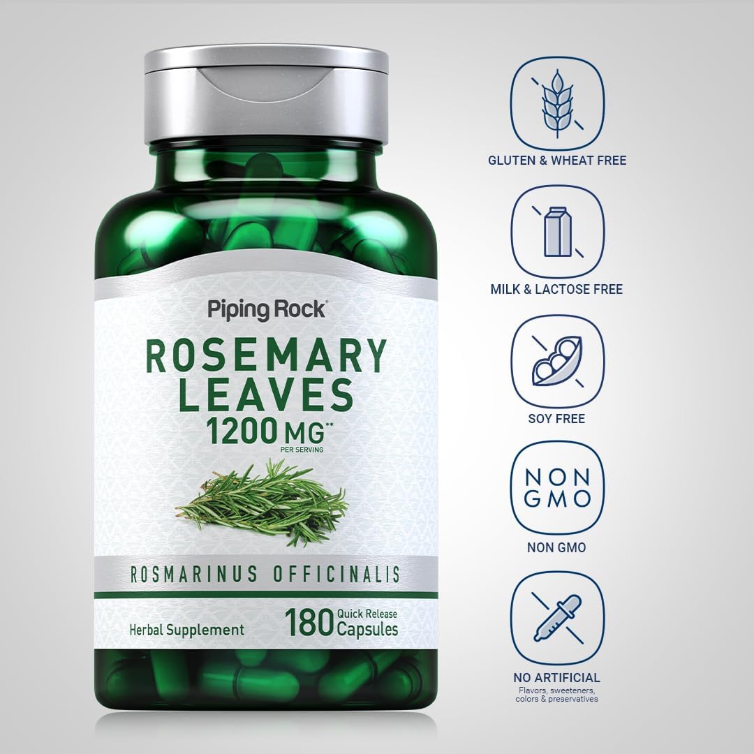Piping Rock Rosemary Leaves | 180 Capsules | Herb Leaf Extract Food Supplement | Non-GMO, Gluten-free - görsel 3
