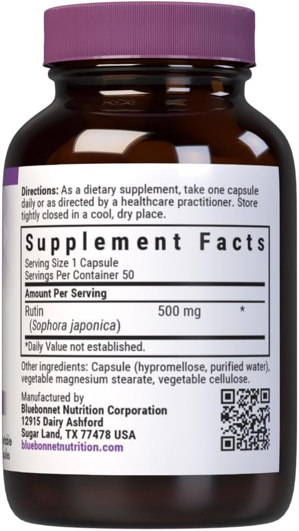 Bluebonnet Nutrition Rutin 500mg – Antioxidant Bioflavonoid for Vascular Support* – 50 Vegan Capsules - görsel 2