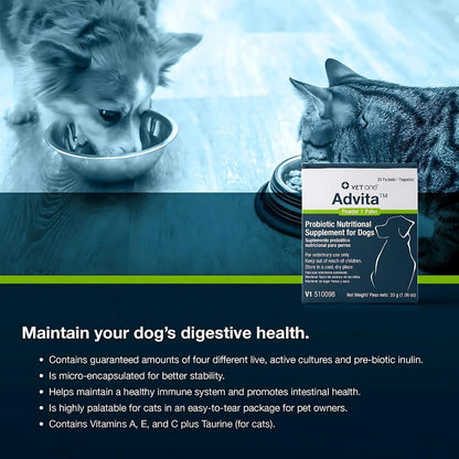 Vet One Advita Probiotic Nutritional Supplement for Dogs (3 Boxes, 90 Packets)