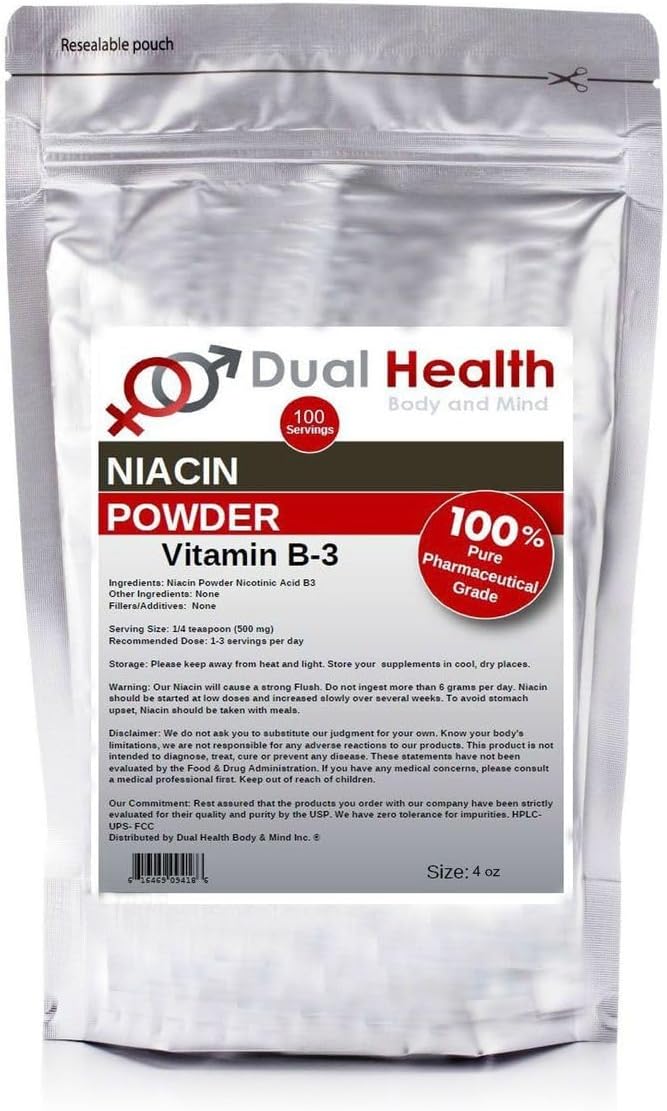 Niacin Powder (2 lb / 907 g) - Vitamin B3 Bulk Supplement, Immediate Release with Flush, Non-GMO, Vegan - görsel 5