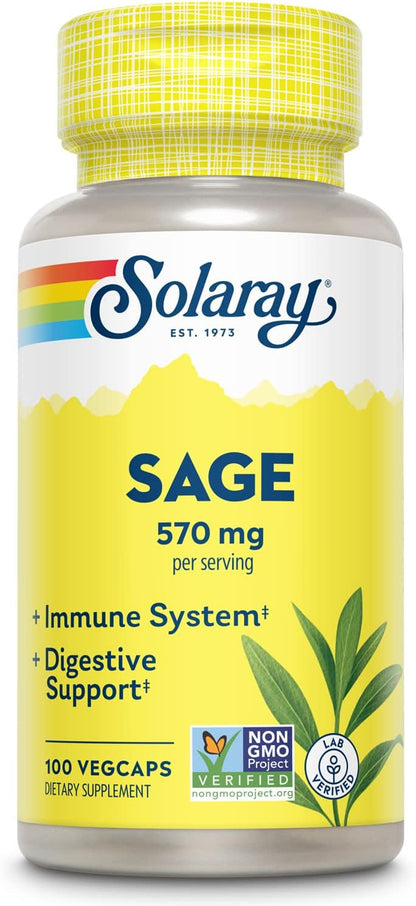 Solaray Sage Leaves Supplement - 570 mg, 100 Veg Caps