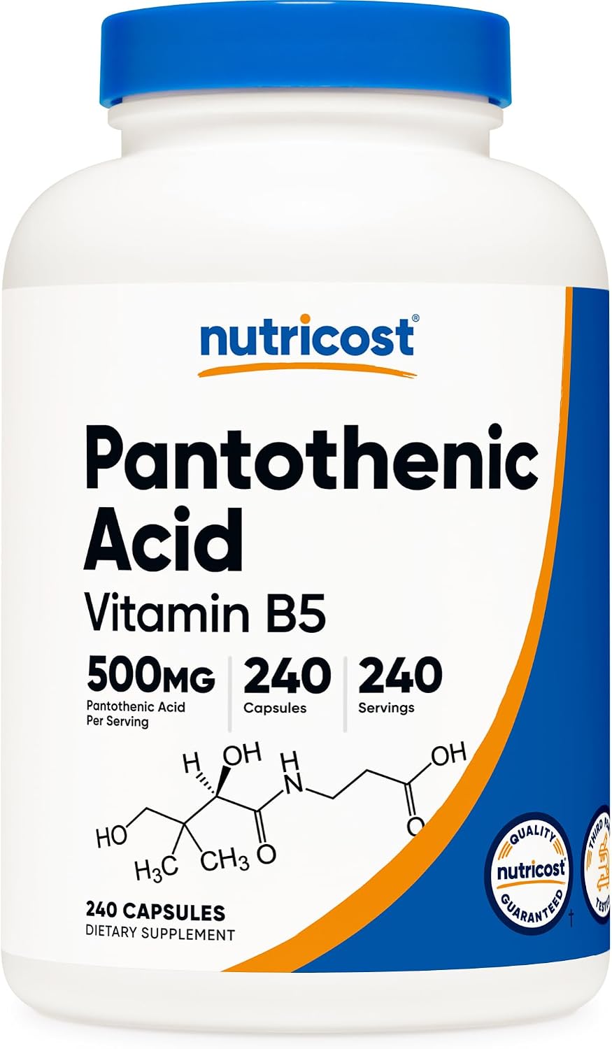 Nutricost Pantothenic Acid (Vitamin B5) 500mg, 240 Capsules (2 Bottles) - görsel 10
