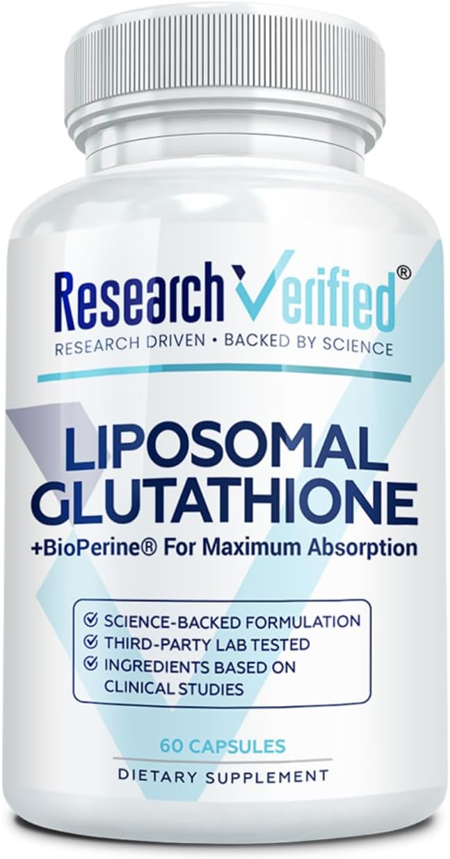 Research Verified Glutathione - Liposomal Glutathione 500mg with Phospholipid Complex, Vitamin C, Bioperine - 60 Vegan Capsules - görsel 1