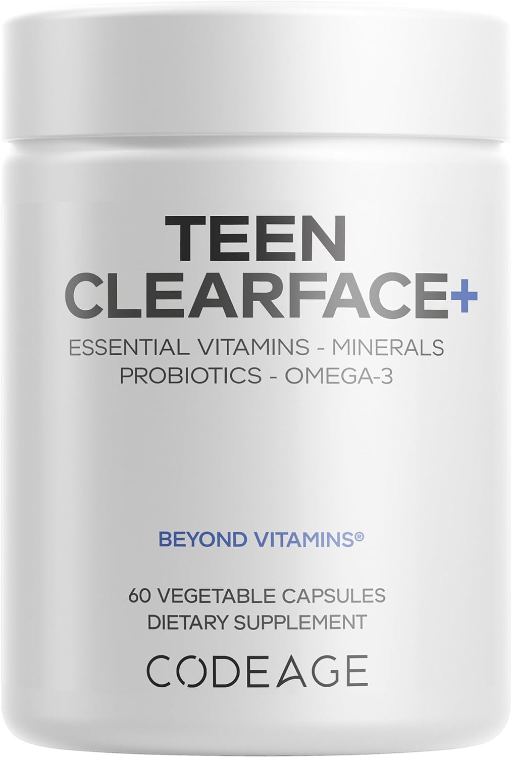 Codeage Teen Clearface - Skin Support for Adolescents with Vitamins, Probiotics & Omega-3s (60 Capsules) - görsel 1