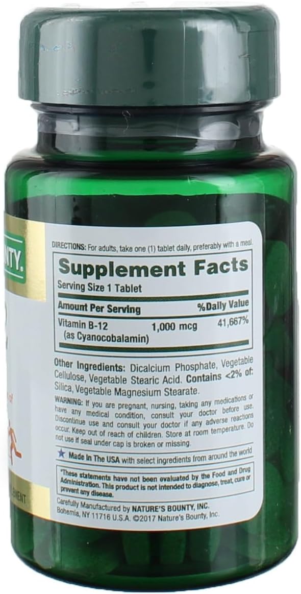 Nature's Bounty Vitamin B-12 1000 mcg Tablets, 100 Count (Pack of 9) - görsel 1