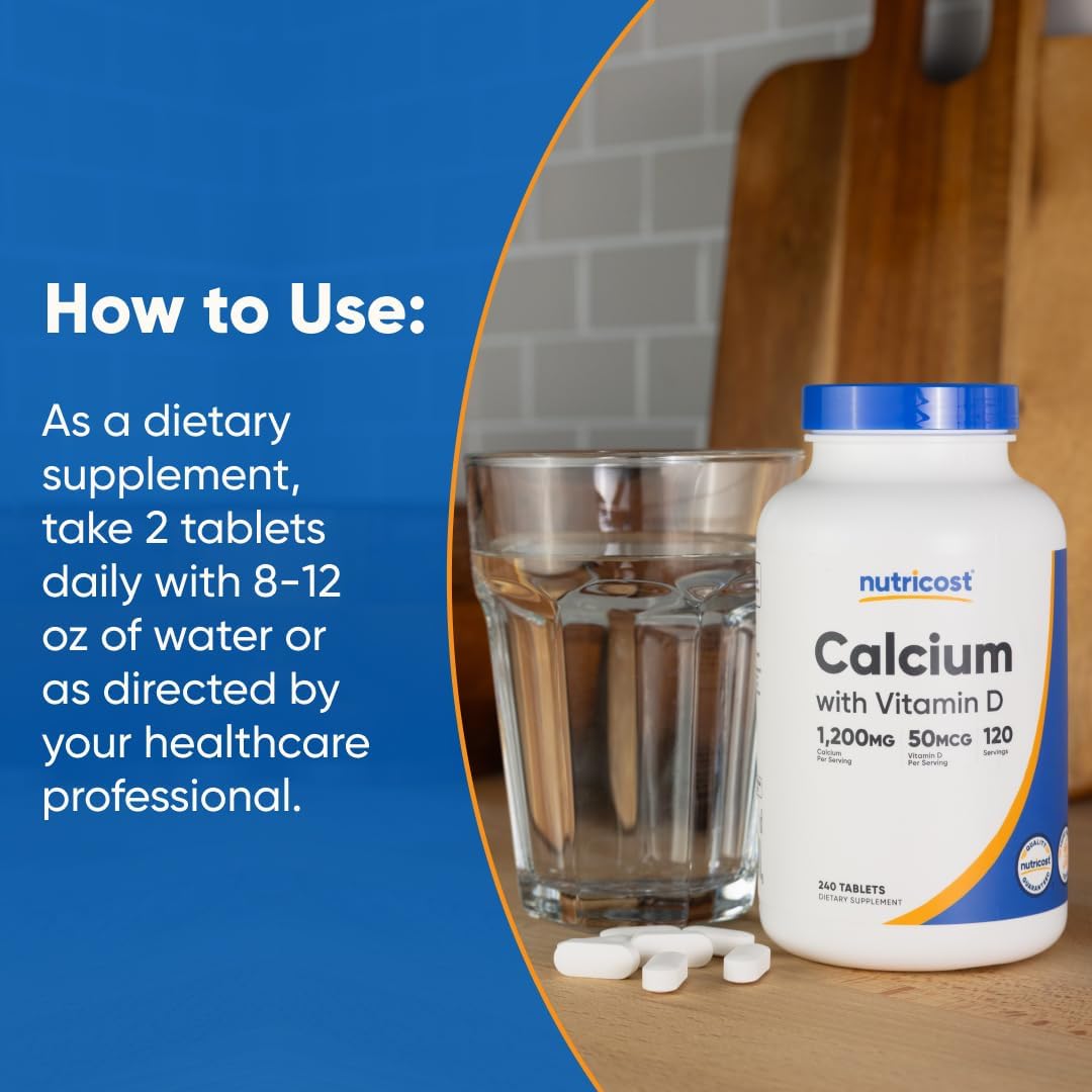 Nutricost Calcium & Vitamin D Supplement – 1200mg Calcium & 2000 IU D3, 240 Tablets - görsel 7