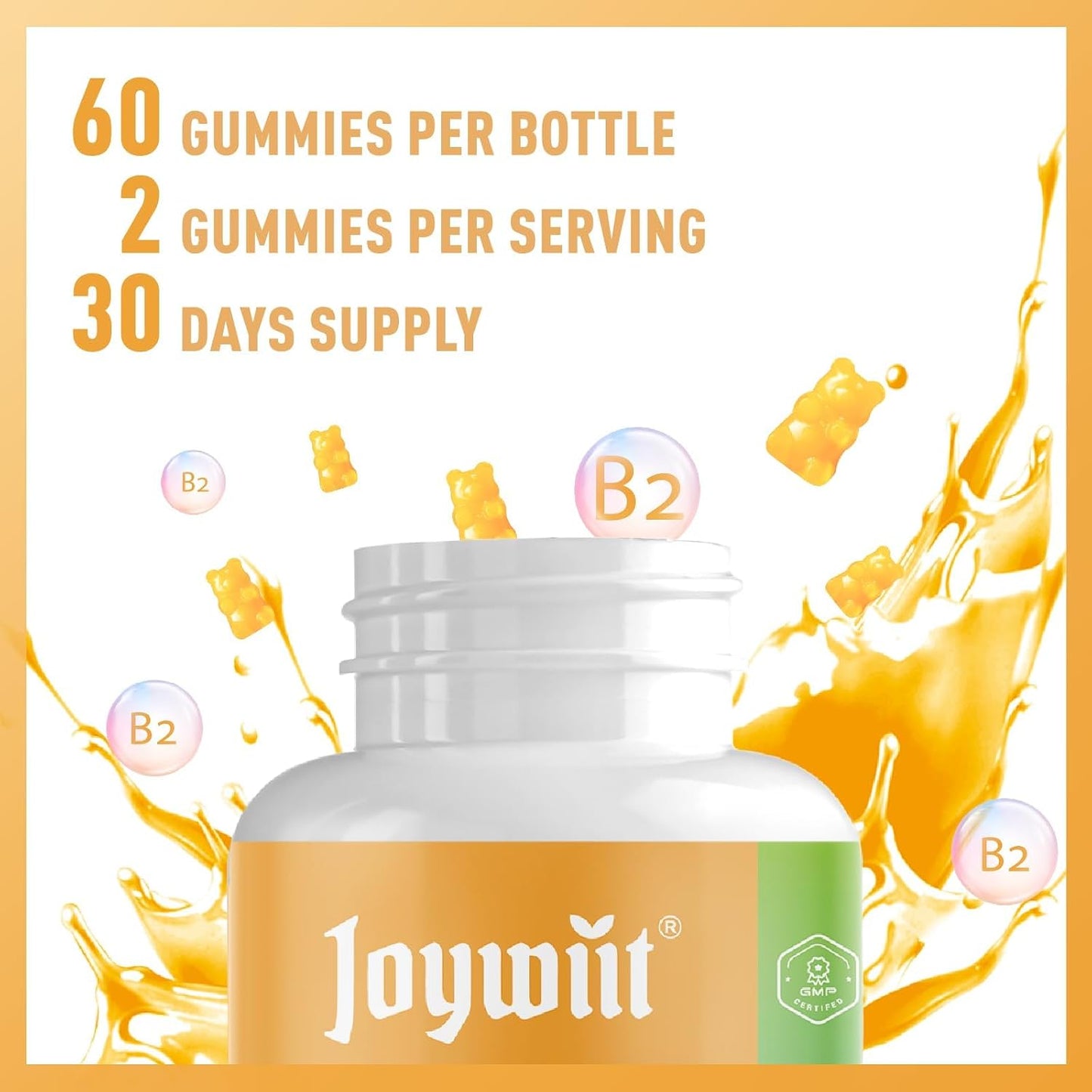 Vitamin B2 Gummies | Riboflavin 400mg | Chewable for Adults & Children | Non-GM, Vegan | 60 Chewables - görsel 8