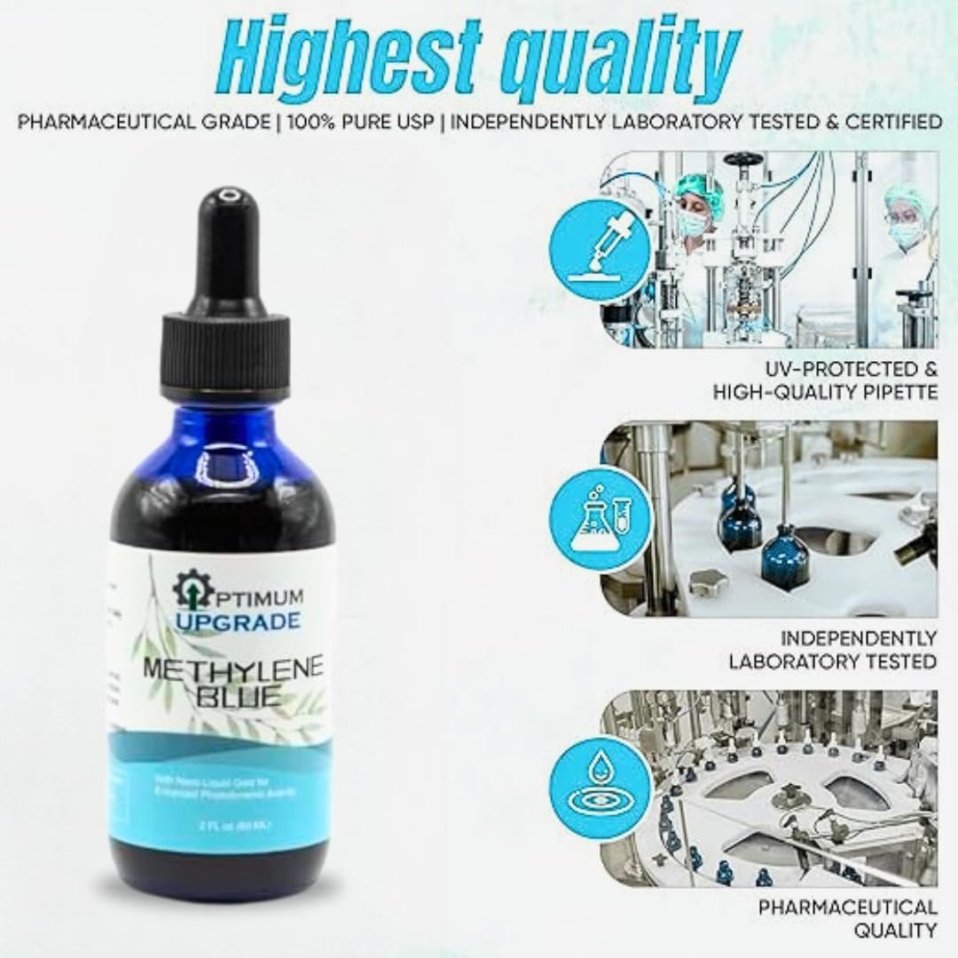 OU Methylene Blue 1% | USP-Grade | Independently Tested Brain Health Food Supplement | 50ml Glass Dropper Bottle | No Formaldehyde - görsel 4