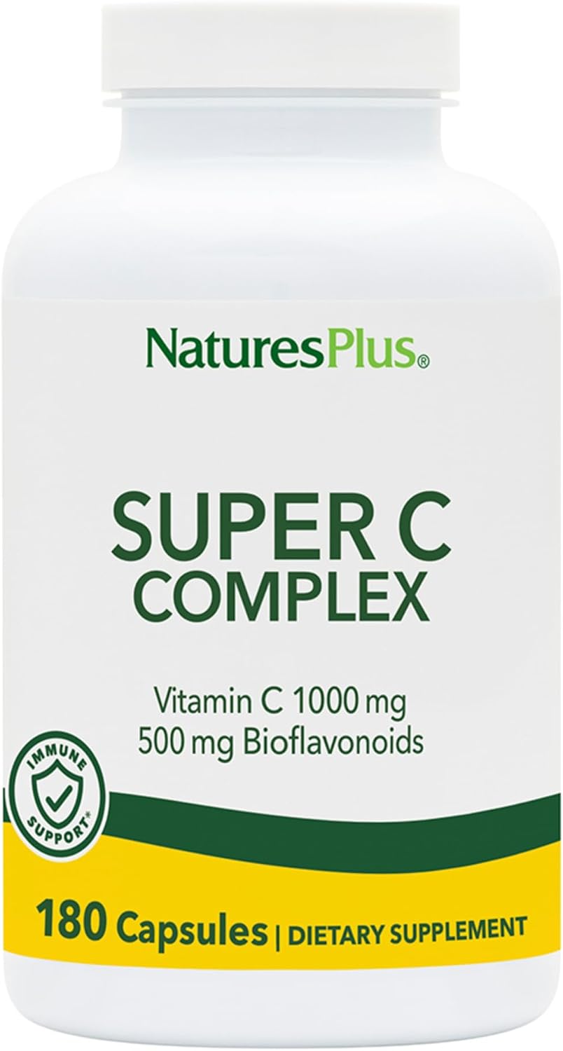 NaturesPlus Super C Complex - 1000mg Vitamin C with 500mg Bioflavonoids - 180 Capsules - görsel 1