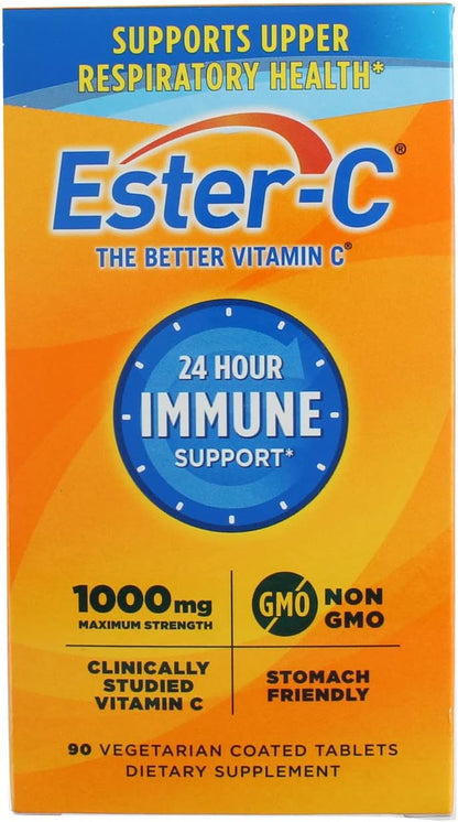 Nature's Bounty Ester-C Vitamin C, Long-Lasting Immune Support, High Strength, 1000 mg, 90 Vegetarian Coated Tablets