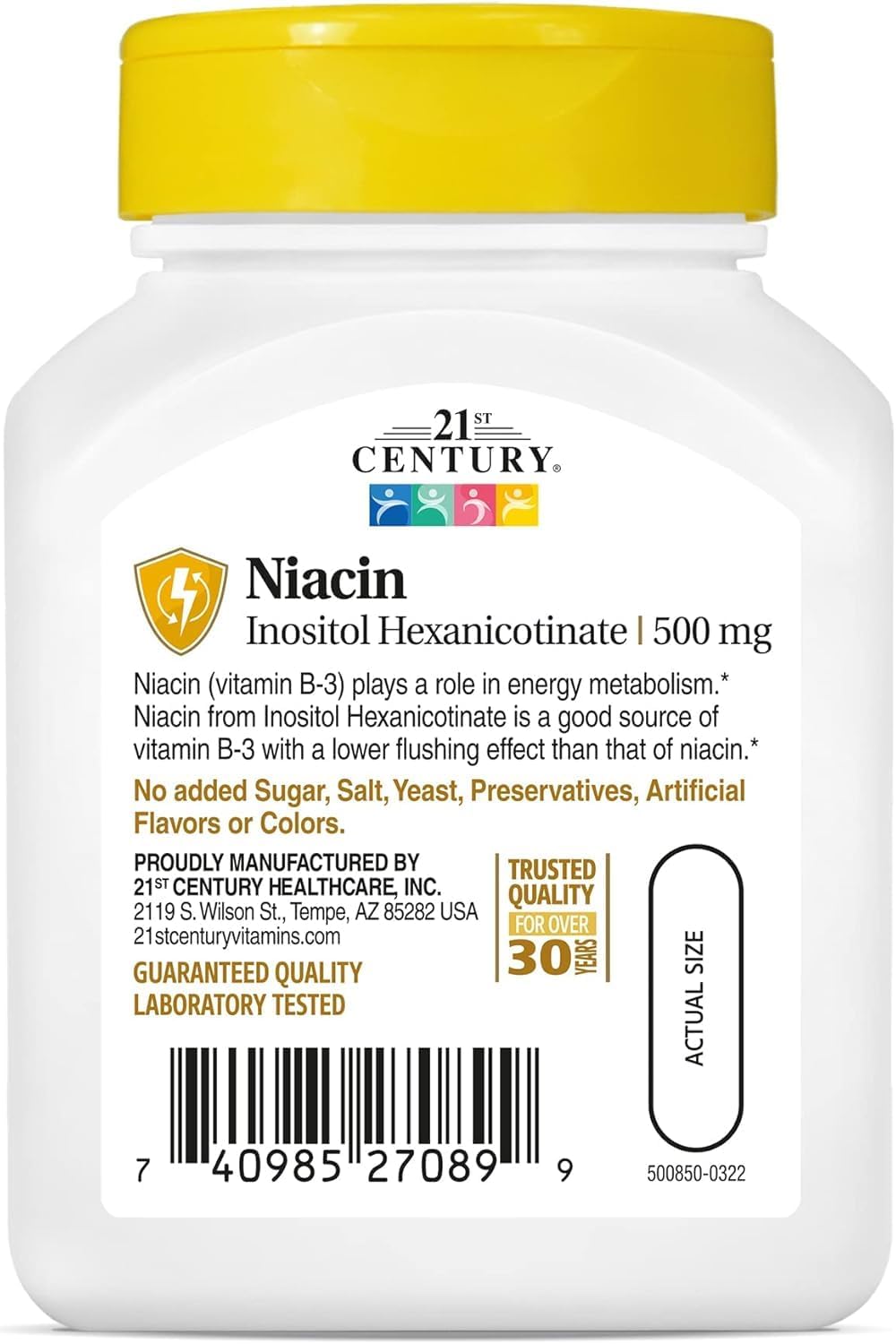 Niacin Flush-Free 500 mg - 110 Capsules - görsel 3