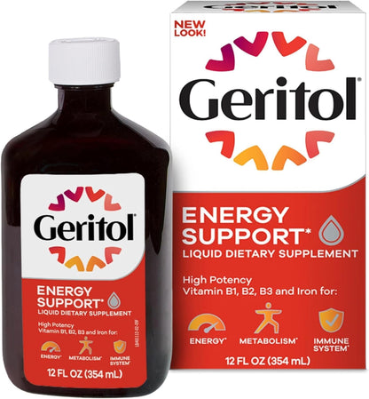 Geritol Liquid Energy Support B-Vitamins - 12 fl oz (355 ml) Pack of 4