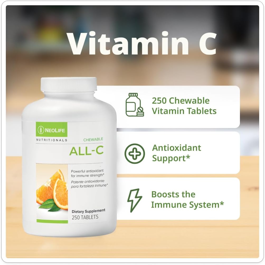 NeoLife All-C Vitamin C Chewable Tablets – Orange Flavour with Bioflavonoid Complex – 250 Tablets - görsel 2
