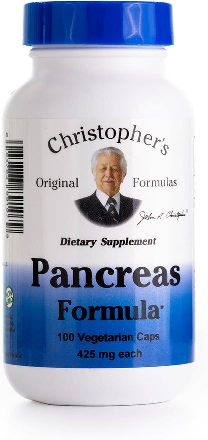 Christopher's Original Formulae Pancreas Formula - Herbal Supplement for Pancreas Cleanse, Detox & Digestive Support, 100 Capsules
