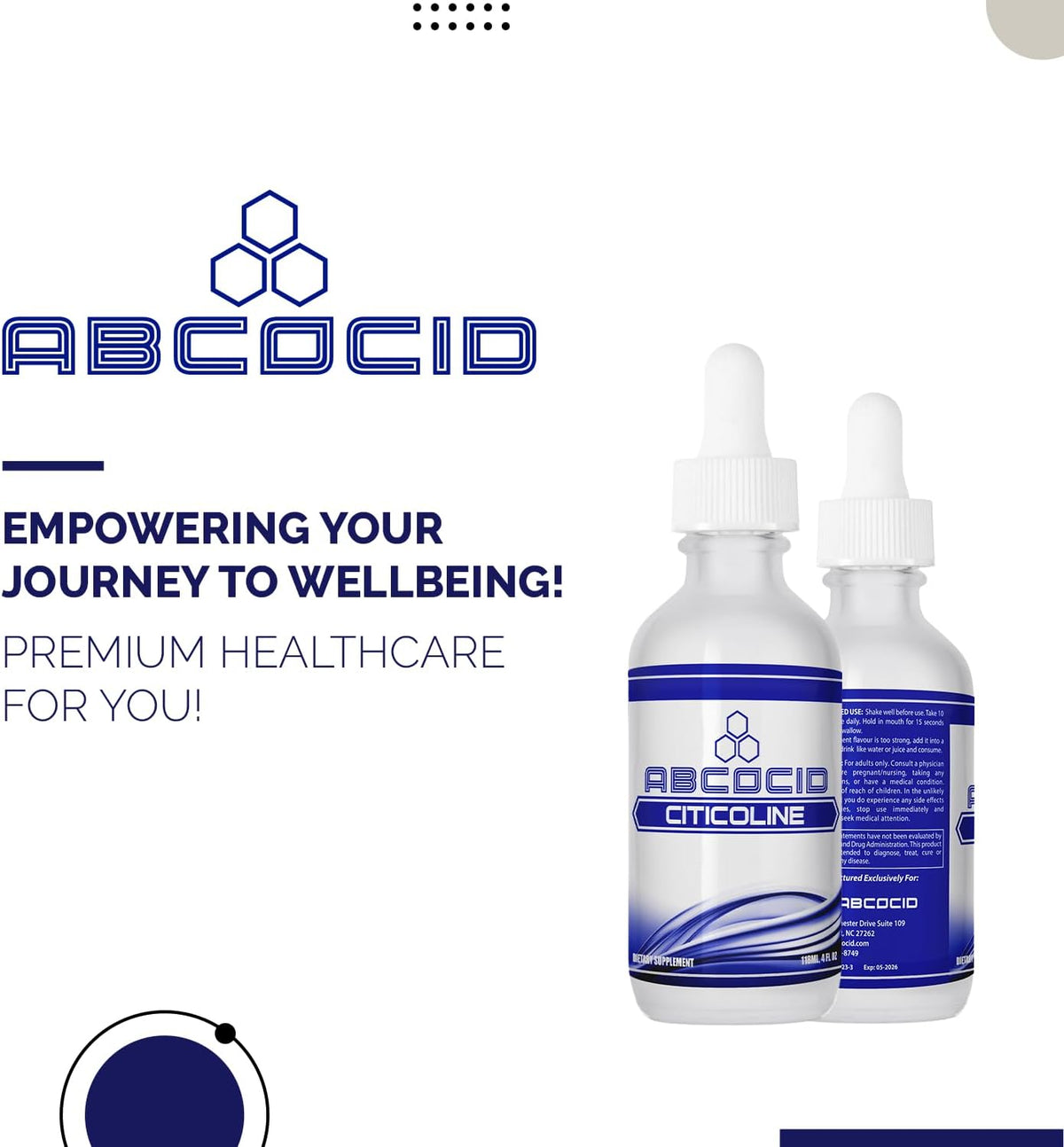 ABCOCID Citicoline Liquid Drops 490 mg, 4 oz (240 Servings) - Non-GMO, GMP Certified, Made in USA - görsel 6
