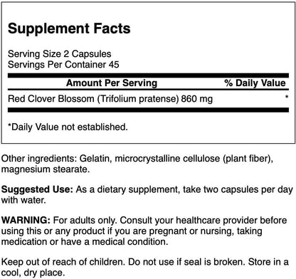 Swanson Red Clover Blossom 430 mg 90 Capsules