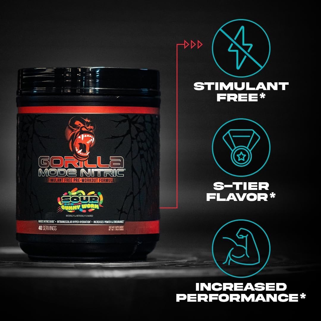 Gorilla Mode Nitric - Stimulant-Free Pre-Workout (Tigers Blood, 784g) - görsel 3