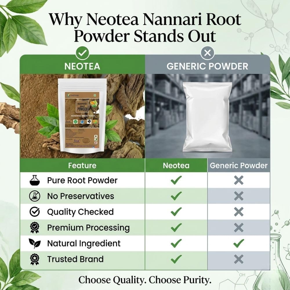 neotea Nannari Root Powder 500g | Indian Sarsaparilla | Natural Herbal Powder for Drinks - görsel 3