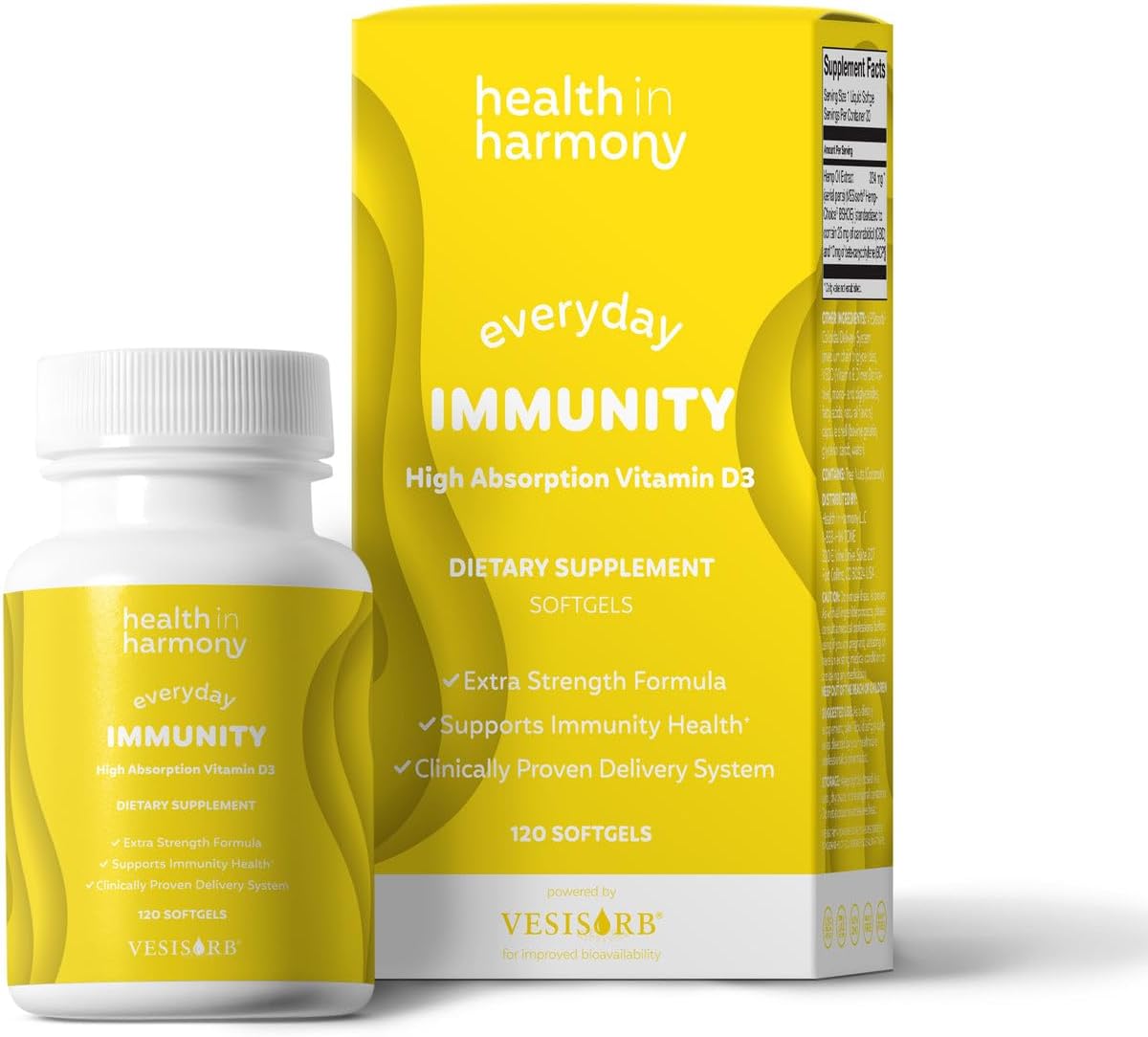 Everyday Immunity 4000 IU Vitamin D3 Supplement - Fast Acting Immune & Bone Support with VESIsorb (60 Softgels, 1-Month Supply) - görsel 1