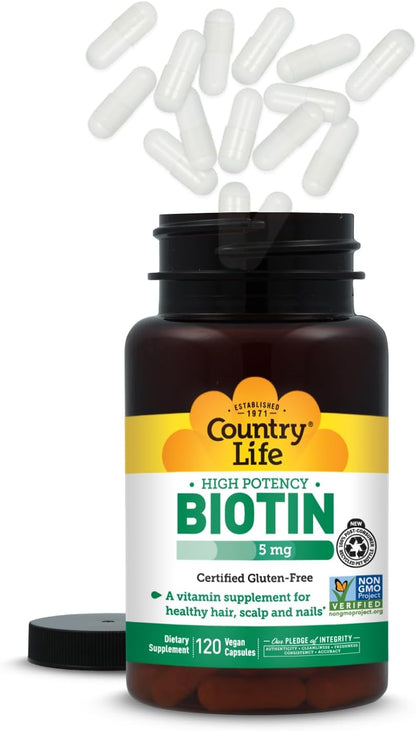 Country Life Biotin High Potency, 5mg, 120 Tablets