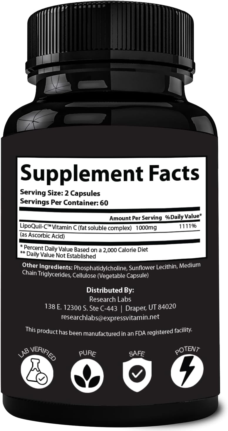 Research Labs LipoQuil-C Liposomal Vitamin C 1000mg – 120 Capsules - görsel 8