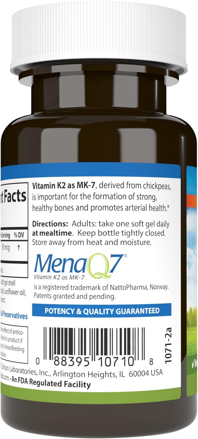 Carlson Vitamin K2 MK-7 (Menaquinone), 90 µg, Bone Support, 60 Softgels - görsel 3