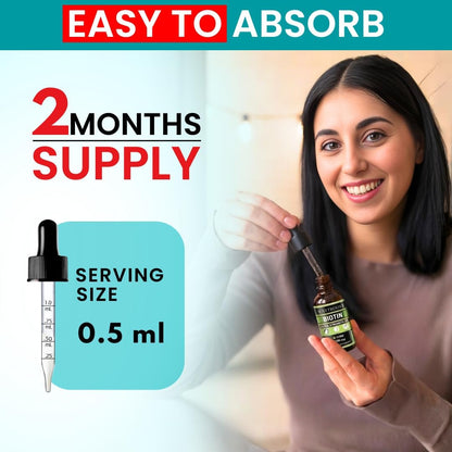 Vitboost Liquid Biotin Drops 10,000mcg - Extra Strength Vegan Formula with Organic Berry Flavour for Hair, Skin and Nails - 60 Servings