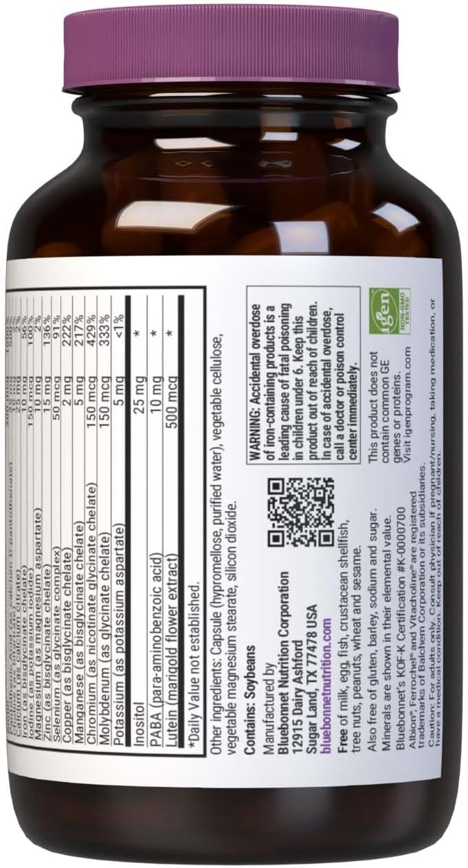 Bluebonnet Nutrition Mult One with Iron – Daily Multivitamin, 60 Vegetable Capsules - görsel 3