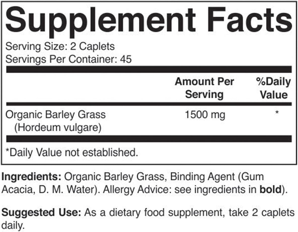 Organic Barley Grass 1500mg, 90 Vegetarian Tablets - görsel 3