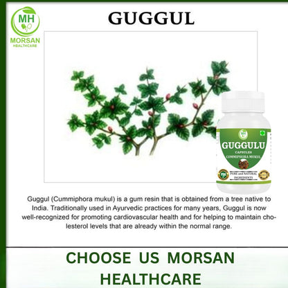 Guggulu (Commiphora Mukul) Vegetarian Capsules, Pack of 60 Capsules (1)