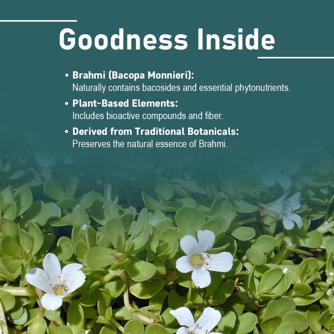 Brahmi Tablets - 1000 mg, 90 Tablets (45-Day Supply) - mi Nature - görsel 3
