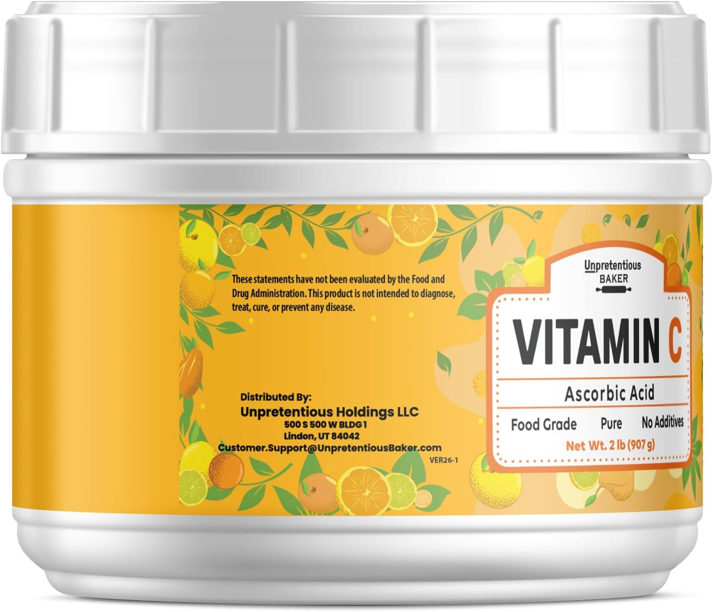 Unpretentious Vitamin C Powder (907g) Ascorbic Acid, Resealable Tub - görsel 3