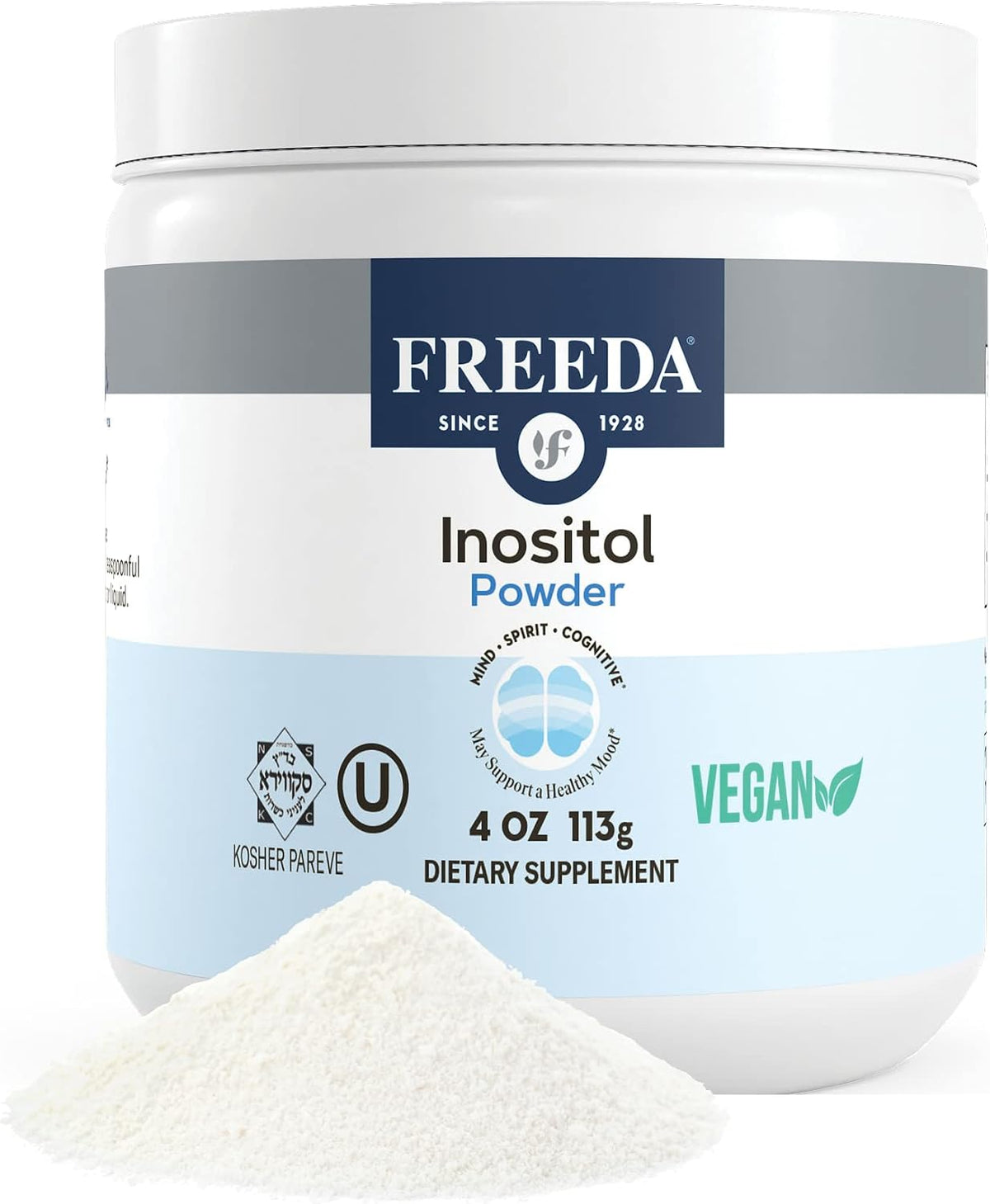 FREEDA Pure Myo-Inositol Powder – Unflavoured Single-Ingredient Inositol – 900 mg per Serving – 4 oz (113 g) - görsel 1