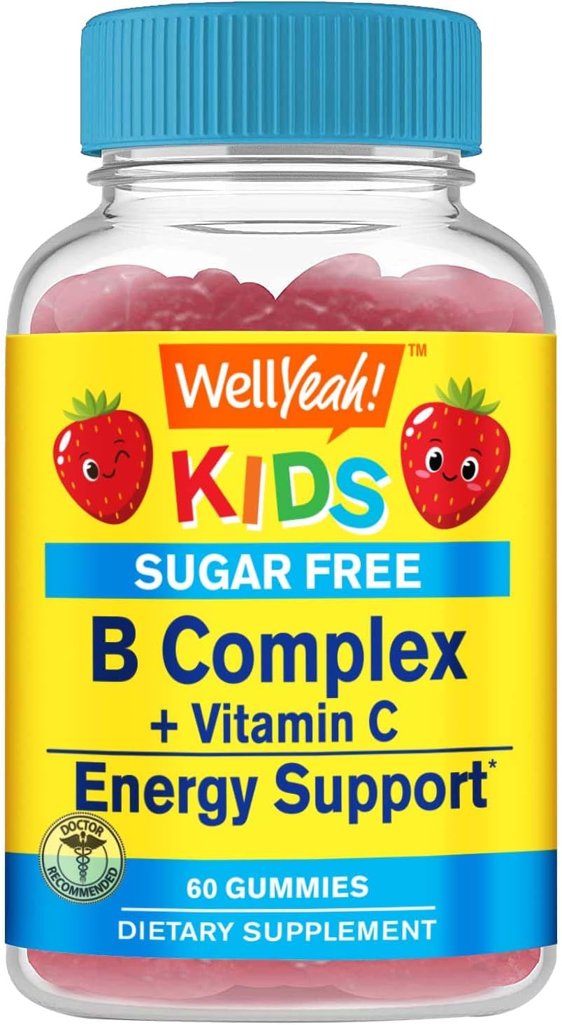 WellYeah Kids Vitamin B Complex Sugar Free Gummies with Vitamin C and Folic Acid - Strawberry Flavour, 60 Gummies - görsel 1