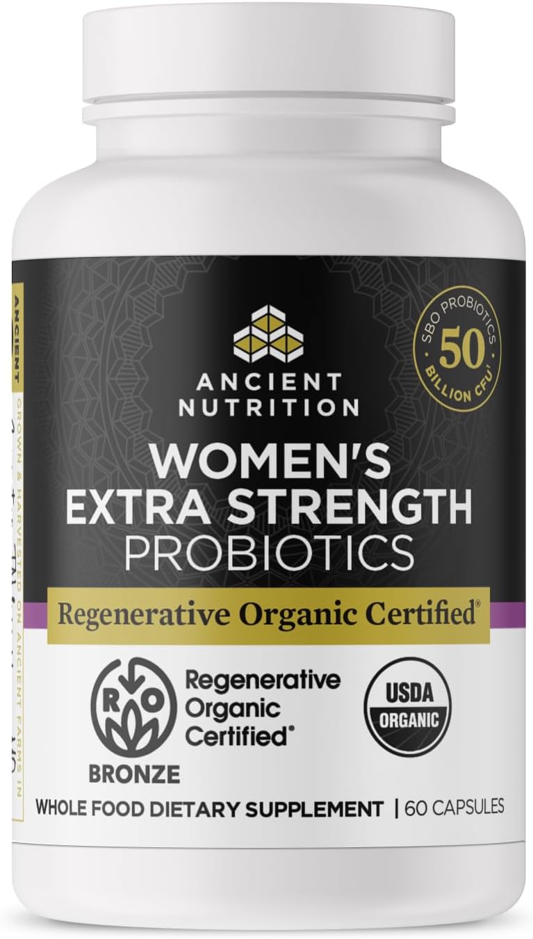 Ancient Nutrition Regenerative Organic Certified Probiotics for Women, 50 Billion CFUs, 60 Capsules - görsel 1