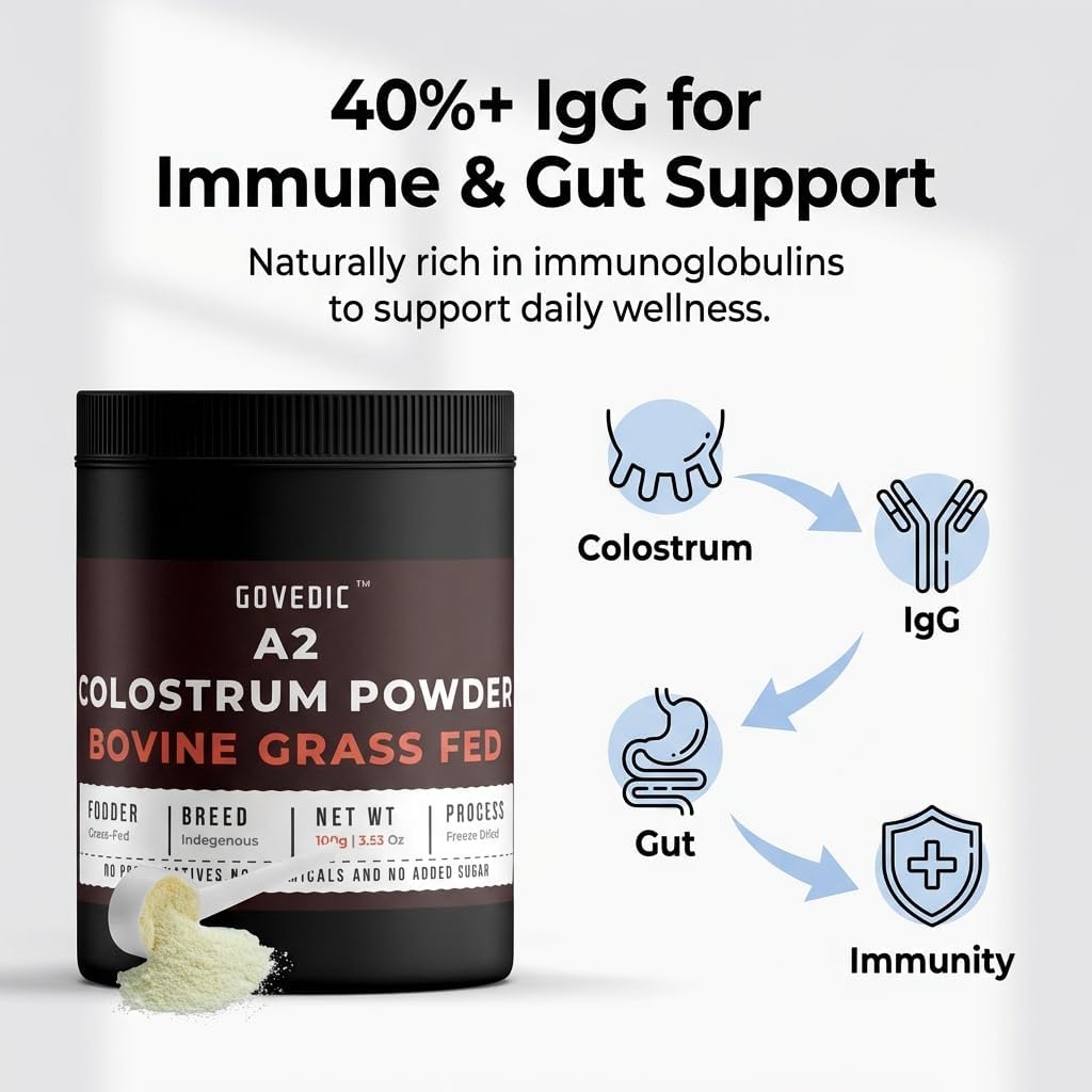 Govedic Bovine Colostrum Powder for Adults – Grass-Fed A2 Cows, 40%+ IgG, Unflavoured, 50 Servings - görsel 4