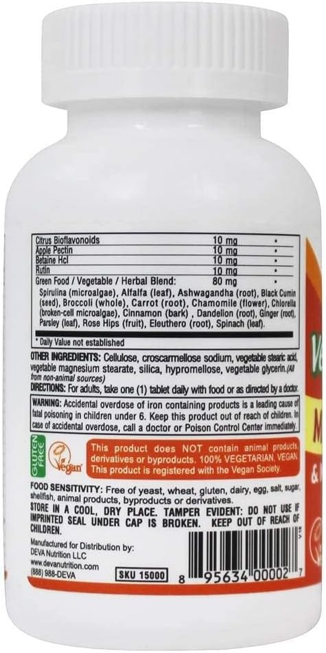 DEVA Vegan Multivitamin & Mineral Tablets, 90 Tablets - görsel 4