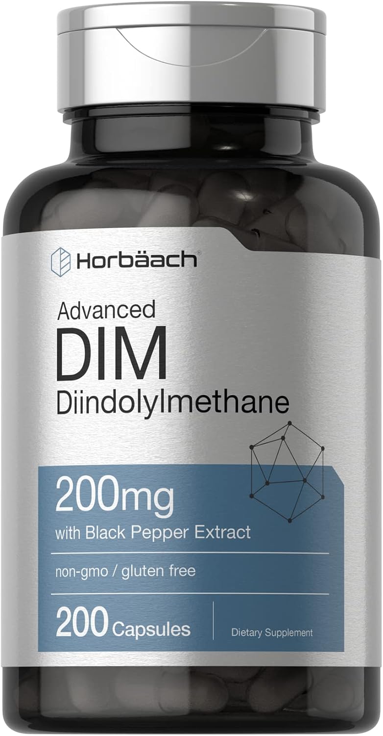 Horbäach DIM Food Supplement 200mg – 200 Capsules with Black Pepper Extract - görsel 1