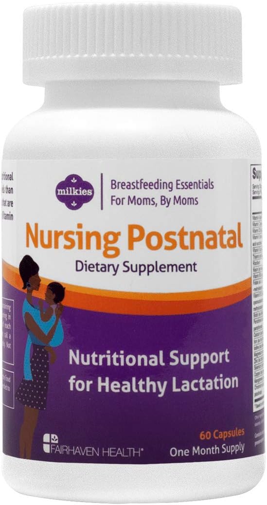 Milkies Fairhaven Health Nursing Postnatal Multivitamin for Breastfeeding Mum - Vitamin D & B, Vegetarian, Gluten-Free - 60 Capsules - görsel 1