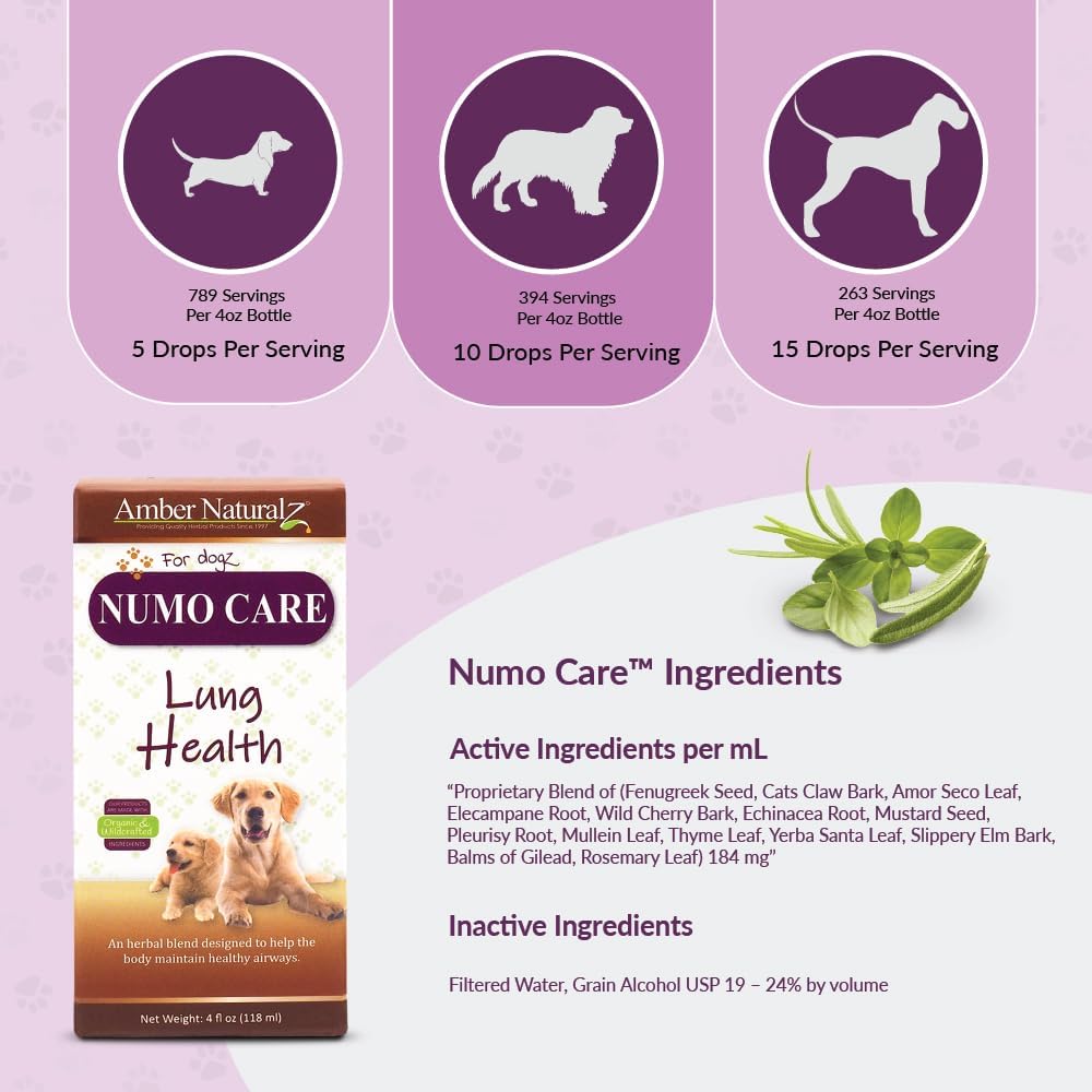 Amber NaturalZ Numo Care Respiratory Support for Dogs - Herbal Lung Formula (118 ml) - görsel 4