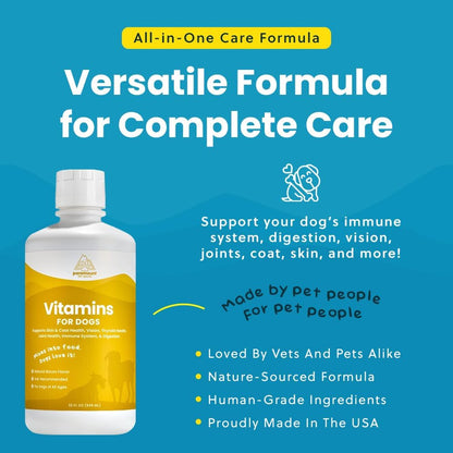 Liquid Multivitamin for Dogs with Probiotics, 8 in 1 Vitamins for Immune Support, Energy & Digestion, High Absorption, Made in USA, 946 ml