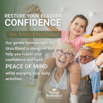 Native Remedies Peace of Mind with Urox – Bladder Support Supplement for Women and Men (60 Capsules)
