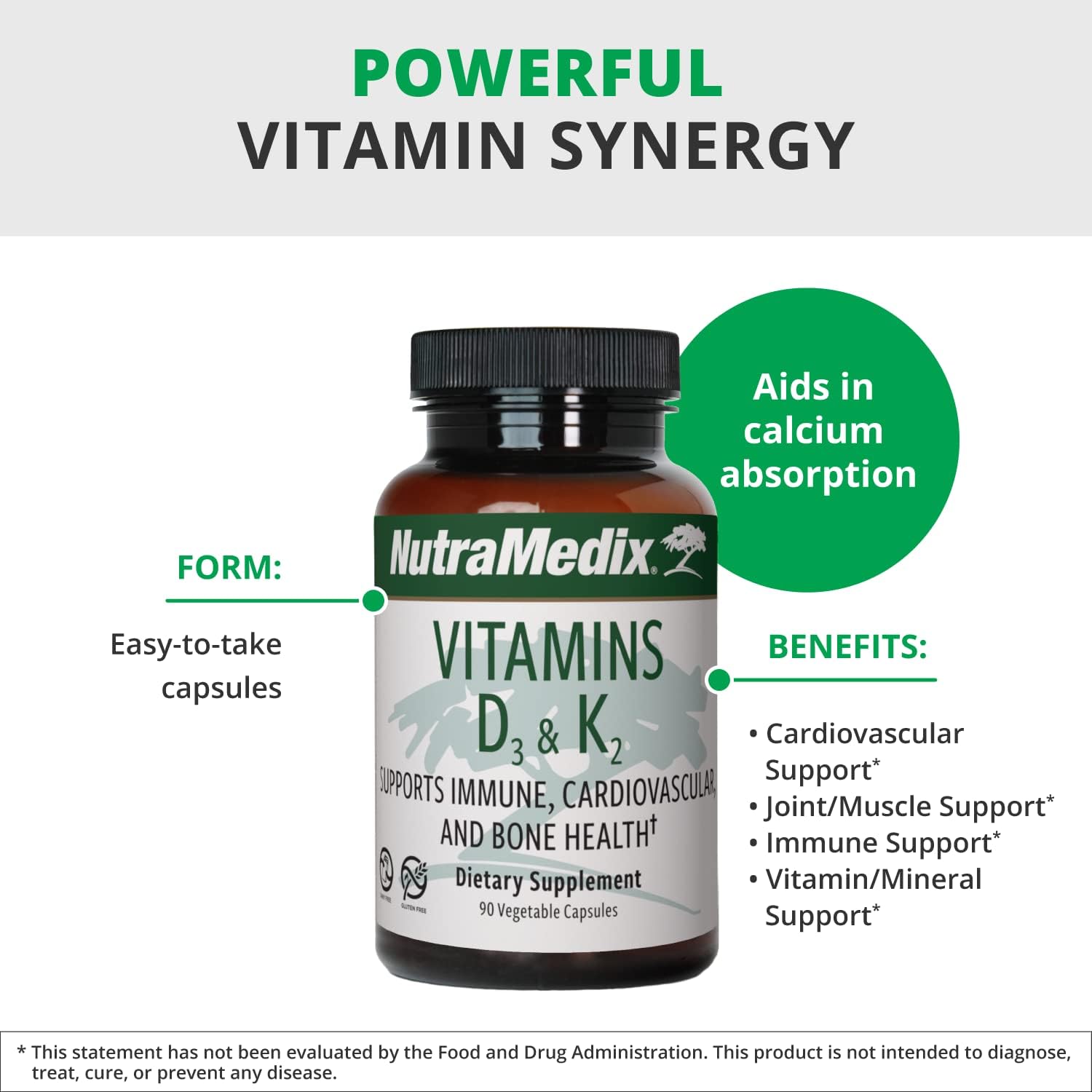 NutraMedix Vitamin D3 and K2 - Supports Normal Bones and Immune Function - 90 Capsules - görsel 4
