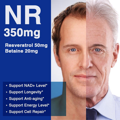 LOVITA NAD+ Food Supplement with NR, Resveratrol, and Betaine – 840 mg, 100 Capsules